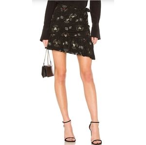 A.L.C Avalon Mayan Gold Ruffle Asymmetrical  Mini Skirt‎